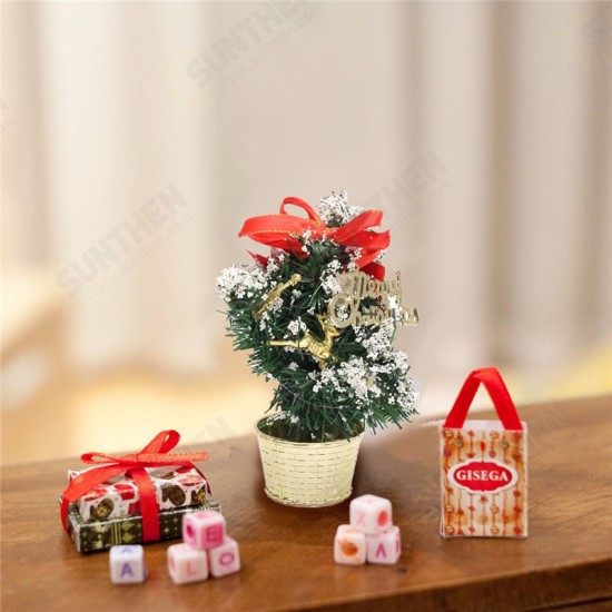 Mini Table Top Christmas Tree Ornament Multi-patterns Random Xmas Home Party Dinner Table Decor