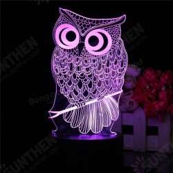 Owl 3D LED Color Change Night Light USB Charge Table Desk Lamp Decorations With Remote Controller