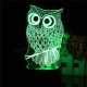 Owl 3D LED Color Change Night Light USB Charge Table Desk Lamp Decorations With Remote Controller