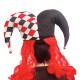 Redhead Big Hat Clown Scary Face Latex Mask for Halloween Toys