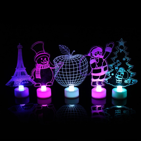 Santa Claus Multi Color LED Light Clear Acrylic Christmas Tree Mood Lamp Christmas Decoration Toys
