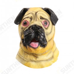 Shar Pei Head Mask Creepy Animal Halloween Costume Theater Prop Latex Party Toy