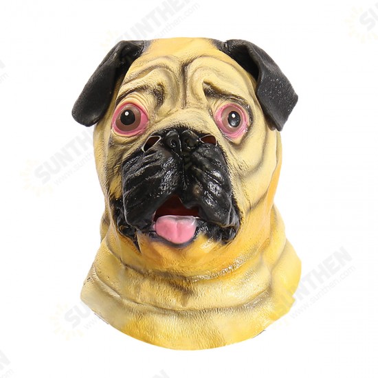 Shar Pei Head Mask Creepy Animal Halloween Costume Theater Prop Latex Party Toy