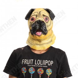 Shar Pei Head Mask Creepy Animal Halloween Costume Theater Prop Latex Party Toy