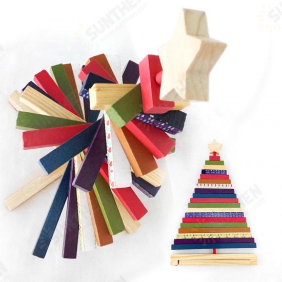 Turn Striped Christmas Tree Wood Ornaments Creative Gifts Decoration Toys