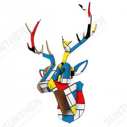 Wooden DIY Animal Painted Deer Head Wall Hanging Christmas Decoration Toys Wooden DIY Animal Painted Deer Head Wall Hanging Christmas Decoration Toys
