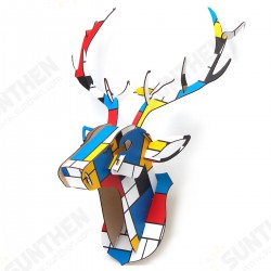 Wooden DIY Animal Painted Deer Head Wall Hanging Christmas Decoration Toys Wooden DIY Animal Painted Deer Head Wall Hanging Christmas Decoration Toys
