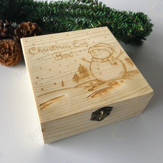 Wooden Decoration Toys Gift Box Christmas Snowman Painting