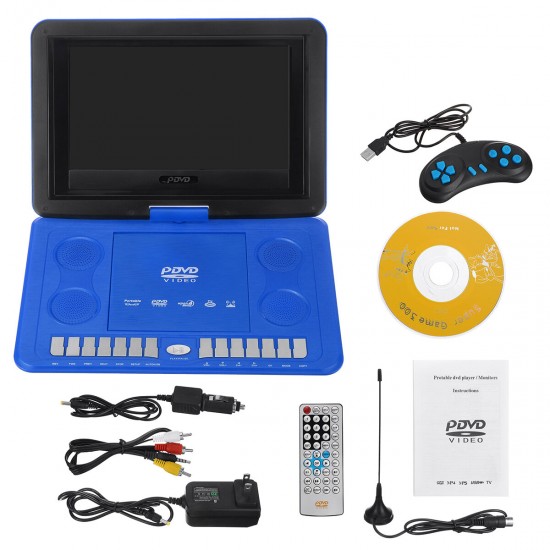 13.8 Inch Portable Television DVD VCD EVD CD Player EVD TV USB Game 270° Rotation LCD Screen with Remote Control