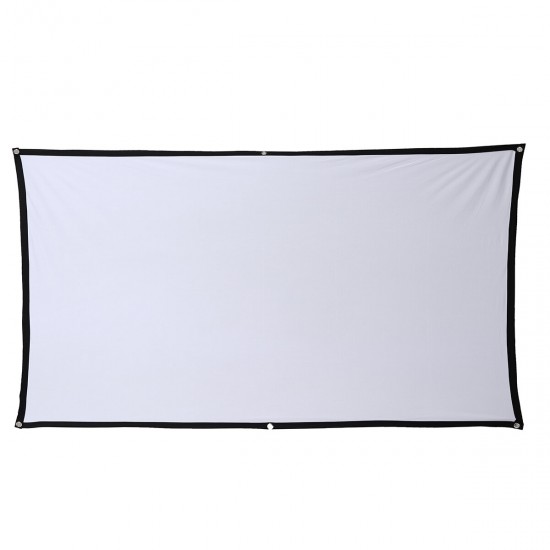 16: 9 Projector Screen Home Projection Screen Cloth Outdoor Portable Folding Simple Soft Curtain with Hook