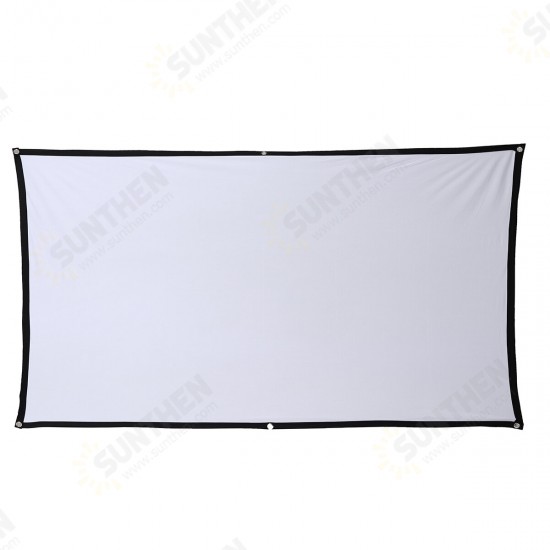 16: 9 Projector Screen Home Projection Screen Cloth Outdoor Portable Folding Simple Soft Curtain with Hook