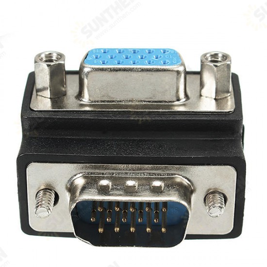 90 Degree Right Angle 15 Pin VGA SVGA Male to Female Converter Adapter