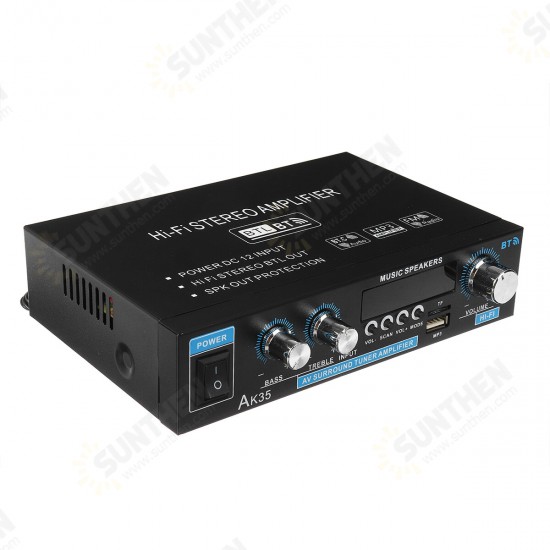 AK35 2x30W Digital HIFI Power Amplifier bluetooth 5.0 USB FM TF Card Stereo Home Theater Car Audio 110V 220V AMP with Remote Control