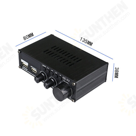 AS-22 Mini bluetooth Stereo Digital Amplifier 45W MAX RMS 300W Hi-Fi Class D 2 Channel Integrated Amp Power Amplifier