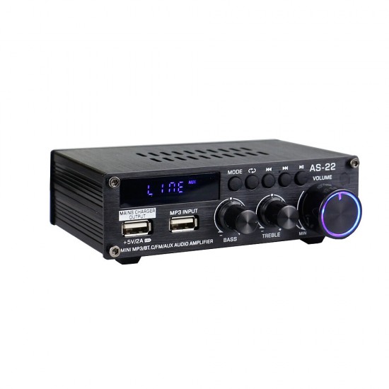 AS-22 Mini bluetooth Stereo Digital Amplifier 45W MAX RMS 300W Hi-Fi Class D 2 Channel Integrated Amp Power Amplifier