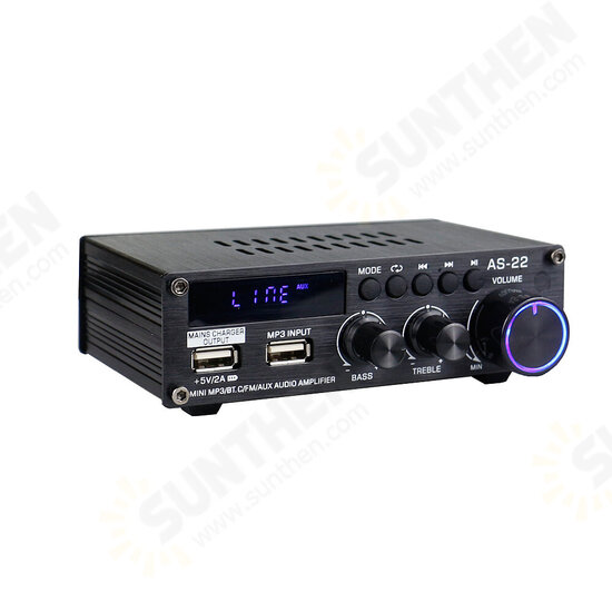 AS-22 Mini bluetooth Stereo Digital Amplifier 45W MAX RMS 300W Hi-Fi Class D 2 Channel Integrated Amp Power Amplifier