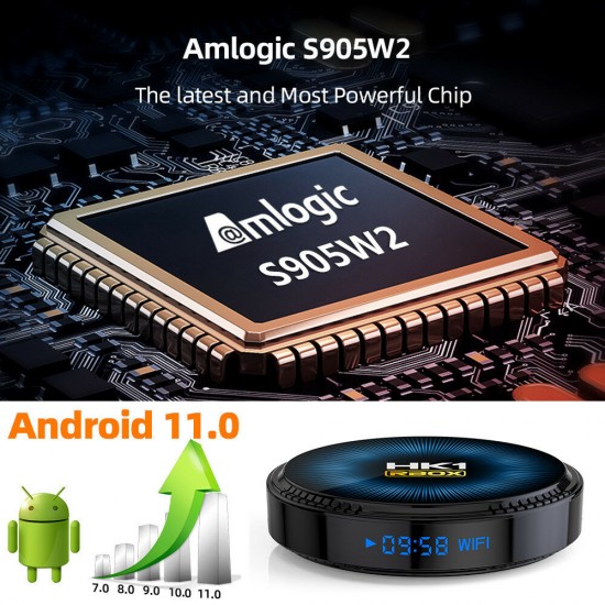 Android 11 TV Box HK1 RBOX W2 Amlogic S905W2 Smart TV BOX 4GB RAM 64GB ROM 2.4G/5G Dual Wifi BT 3D AV1 4K HDR Set Top Box