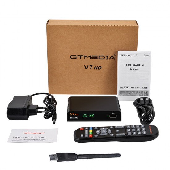 V7 HD DVB-S DVB S2 S2X 1080P Set Top Box Satelite Decoder TV Receiver with USB WIFI Support YouTube Powervu Biss USB WIFI Dongle