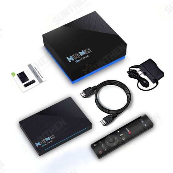 H96 MAX RK3566 SDRAM 8GB DDR3 128GB eMMC ROM Android 11.0 8K UHD TV Box bluetooth 4.0 5G Wifi 1000M LAN H.265 VP9 4K Decoder Voice Control OTT Box Support Youtube 4K Netflix HD