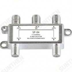 SP04 Satellite 4 Way Coax Cable Splitter Bi-Directional MoCA Connector Designed for SATV/CATV SP04 Satellite 4 Way Coax Cable Splitter Bi-Directional MoCA Connector Designed for SATV/CATV