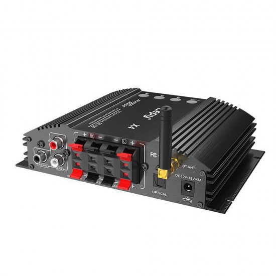 X4 bluetooth 5.0 Digital HiFi Power Amplifier 60W*4 Amplificador 2.1 Stereo Dual Subwoofer AMP Home Theater Car Audio 4CH USB TF with Antenna