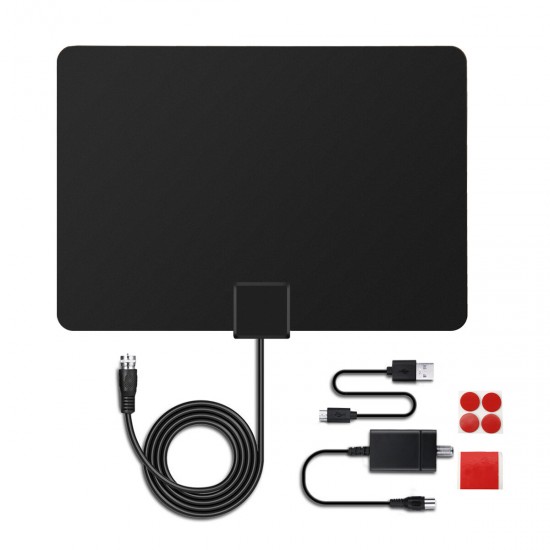 TV Antenna Indoor TV Antenna Ultra-thin Amplified 50-mile digital HDTV antenna with amplifier signal amplifier and 16.5-foot cable, digital DVB-T and analog TV signals