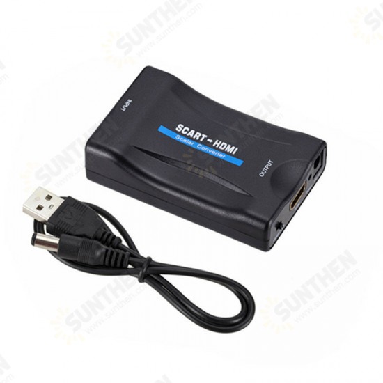 MT06 Scart to HDMI Converter Video Converter 1080P 720P HDMI Output Splitter for PAL NTSC3.58. NTSC4.43 SECAM PAL with DC 5V 1A Power Adapter