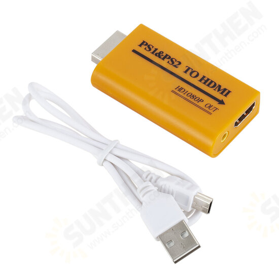 PS1 PS2 To HDMI Converter Adapter 1080P Output USB Cable for Sony PS1 PS2 Game Console