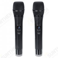 Professional UHF Double Wireless Handheld Karaoke Microphone with 3.5mm Receiver Professional UHF Double Wireless Handheld Karaoke Microphone with 3.5mm Receiver
