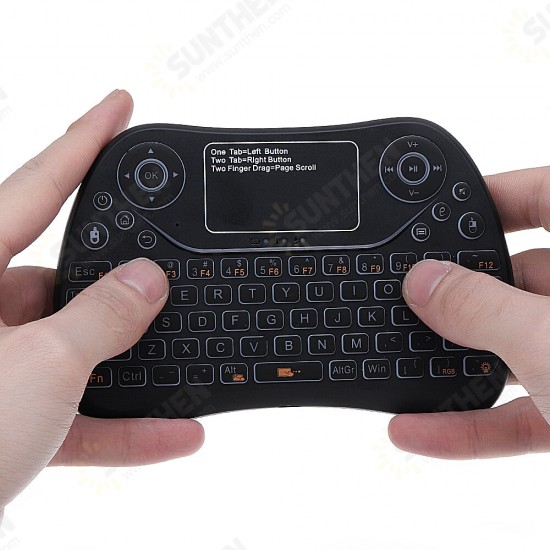 S913 2.4G Wireless Colorful Backlit English Mini Touchpad Keyboard Air Mouse Airmouse for TV Box PC Smart TV