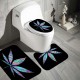 Plant Leaves Printed Curtain For Bathroom Shower Anti-slip Bath Mat Sets Toilet Cover Kitchen Carpet-4-piece Set