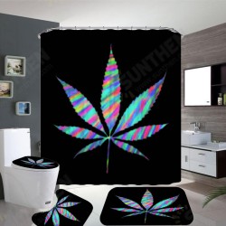 Plant Leaves Printed Curtain For Bathroom Shower Anti-slip Bath Mat Sets Toilet Cover Kitchen Carpet-4-piece Set Plant Leaves Printed Curtain For Bathroom Shower Anti-slip Bath Mat Sets Toilet Cover Kitchen Carpet-4-piece Set