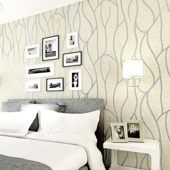 10M 3D Non-woven Wave Stripe Embossed paper Rolls Bedroom Living Room Wall Sticker