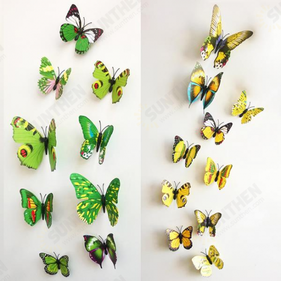 12Pcs 3D Stereoscopic Butterfly Wall Sticker Living Room Home Decoration Decal DIY Mural Wall Art