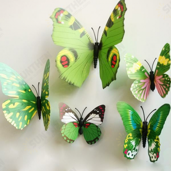 12Pcs 3D Stereoscopic Butterfly Wall Sticker Living Room Home Decoration Decal DIY Mural Wall Art