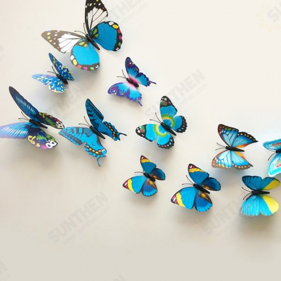 12Pcs 3D Stereoscopic Butterfly Wall Sticker Living Room Home Decoration Decal DIY Mural Wall Art