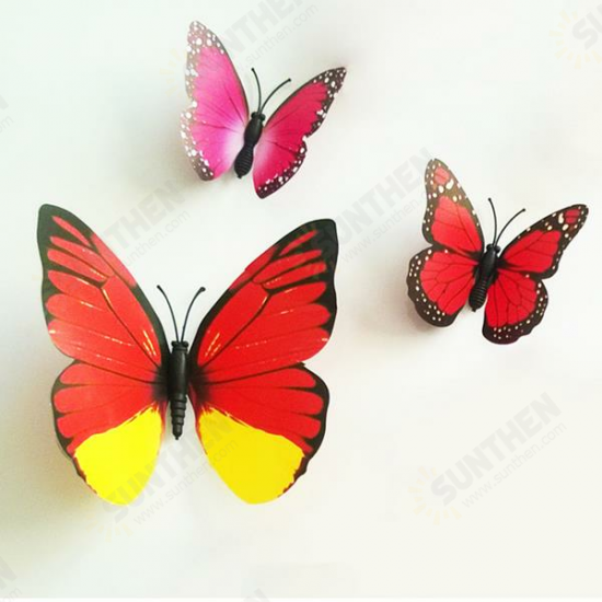 12Pcs 3D Stereoscopic Butterfly Wall Sticker Living Room Home Decoration Decal DIY Mural Wall Art