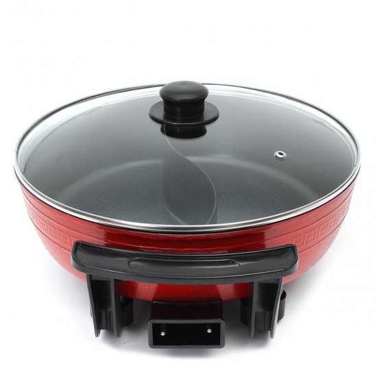 1300W Electric Non-Stick Hot Pot Dual Side Divide Home Smokeless Shabu Cookware
