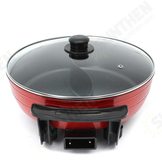 1300W Electric Non-Stick Hot Pot Dual Side Divide Home Smokeless Shabu Cookware