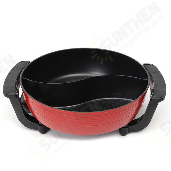 1300W Electric Non-Stick Hot Pot Dual Side Divide Home Smokeless Shabu Cookware