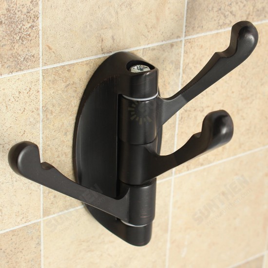 180° Revolve Bathroom Robe Hook Holder Wall Mounted Adjustable 3 Hooks Cloth Hat Towel Hanger