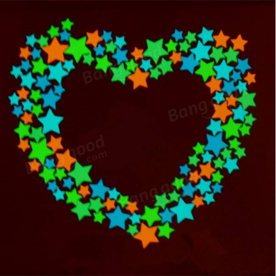 25Pcs Fluorescent Glow Star Wall Sticker Glowing S M L Colorful Star Wall Decals Home Wall Decor