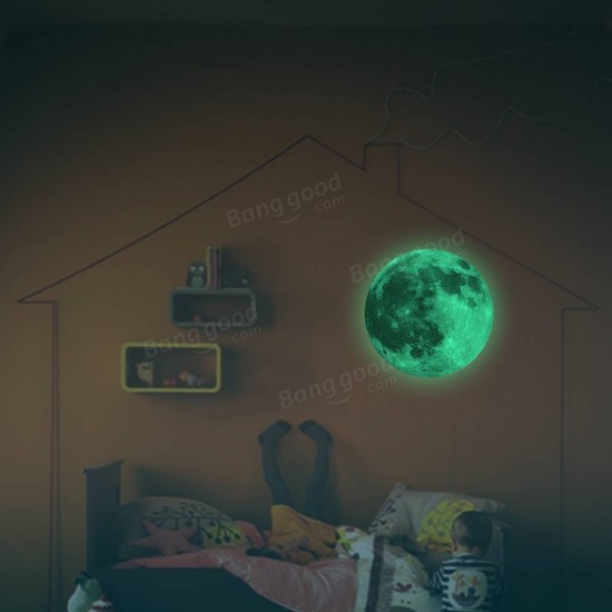30cm Colorful Large Moon Wall Sticker Removable Glow In The Dark Luminous Stickers Home Decor