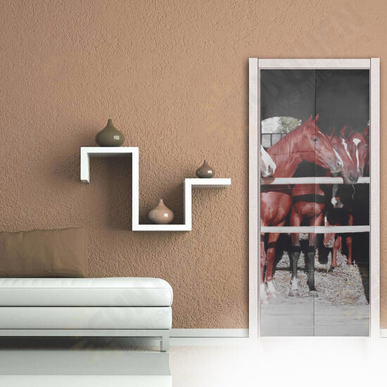 3D Creative Horse Door Wall Sticker Decals Self Adhesive Mural Home Art Decor