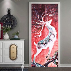 3D Door Wall Sticker Fridge Deer Waterproof Sticker Self Adhesive Paper Wrap Mural Decal 3D Door Wall Sticker Fridge Deer Waterproof Sticker Self Adhesive Paper Wrap Mural Decal