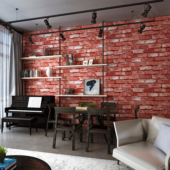 3D Effect Slate Brick Wall Decal Sticker Faux Self-adhesive Wallpaper TV Wall Decor Sticke