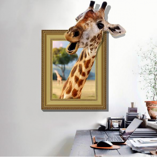 3D Giraffe Living Room Bedroom Animals Floor Home Background Wall Decor Creative Stickers