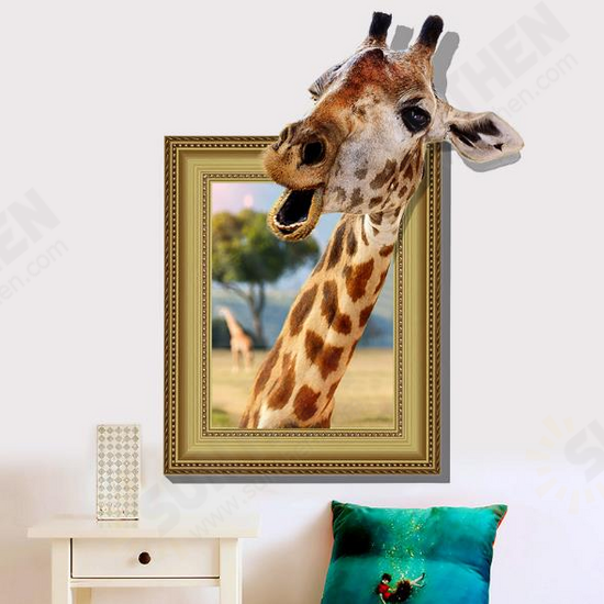 3D Giraffe Living Room Bedroom Animals Floor Home Background Wall Decor Creative Stickers