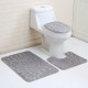 3PCS Toilet Seat Covers Bathroom Carpet Non-Slip Pedestal Rug + Lid Toilet Cover + Bath Mat Set