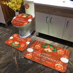 3pcs Bathroom Rug Mats Set Christmas Decoration Anti-slip Toilet Rug Floor Mat 3pcs Bathroom Rug Mats Set Christmas Decoration Anti-slip Toilet Rug Floor Mat